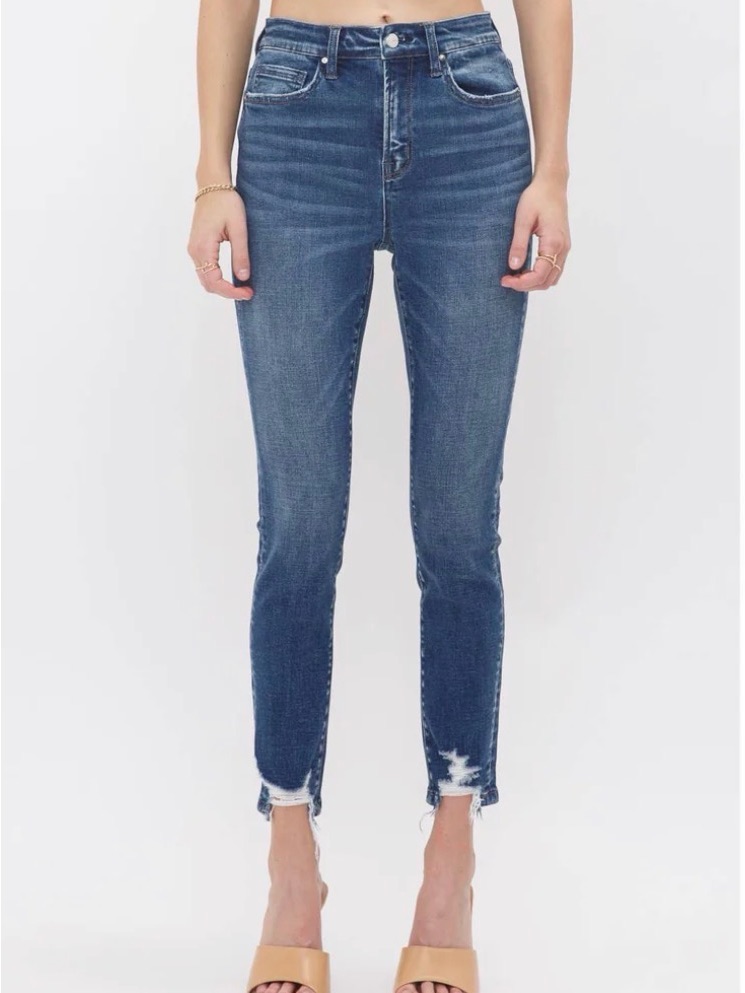 Mica High-Rise Crop Skinny Jeans In Medium Blue Sz 30
